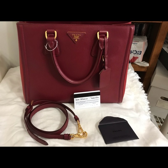 Prada Saffiano LUX  Cerise +Fuoco - Picture 9 of 9